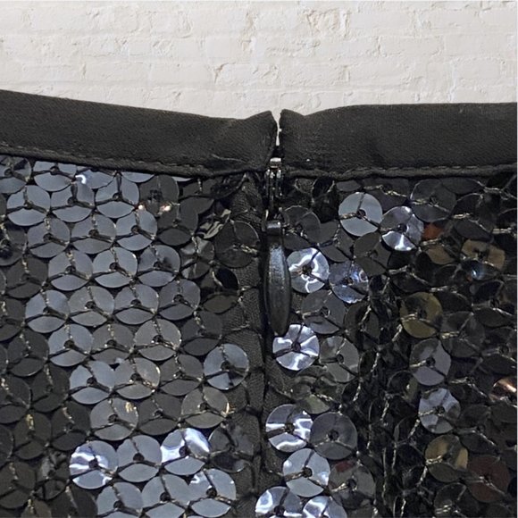 NEW CAROLE LITTLE -- Black Sequined Mini Skirt, Silk, Side Zip, NWTags - Picture 5 of 12
